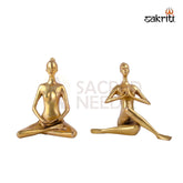 Brass Yoga Lady Set – 7 Inch Height | Set of 4 Yoga Pose Figurines in Brass for Wellness Decor & Gifting